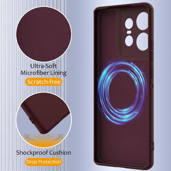 For Motorola Edge 50 Pro Shockproof Silicone Magsafe Phone Case(Plum Color)
