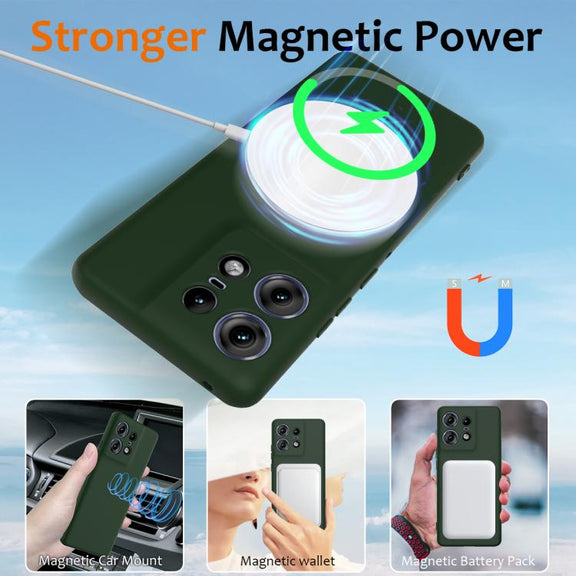 For Motorola Edge 50 Pro Shockproof Silicone Magsafe Phone Case(Dark Green)