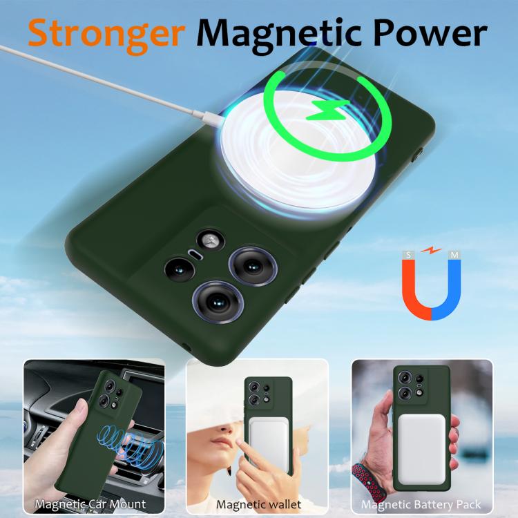 For Motorola Edge 50 Pro Shockproof Silicone Magsafe Phone Case(Dark Green)
