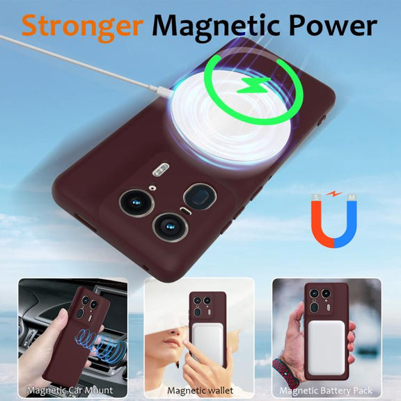 For Motorola Edge 50 Ultra Shockproof Silicone Magsafe Phone Case(Plum Color)