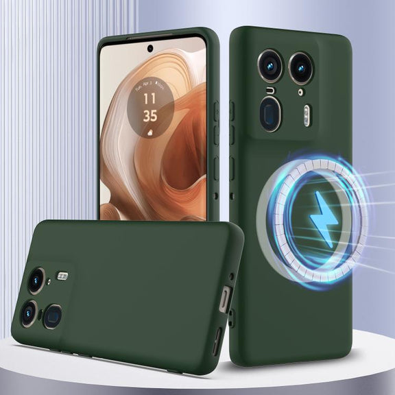 For Motorola Edge 50 Ultra Shockproof Silicone Magsafe Phone Case(Dark Green)