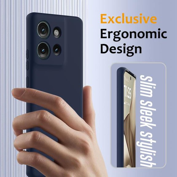 For Motorola Edge 50 5G Shockproof Silicone Magsafe Phone Case(Navy Blue)