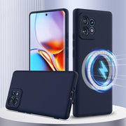 For Motorola Edge 40 Pro 5G Shockproof Silicone Magsafe Phone Case(Navy Blue)