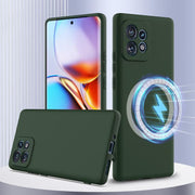 For Motorola Edge 40 Pro 5G Shockproof Silicone Magsafe Phone Case(Dark Green)