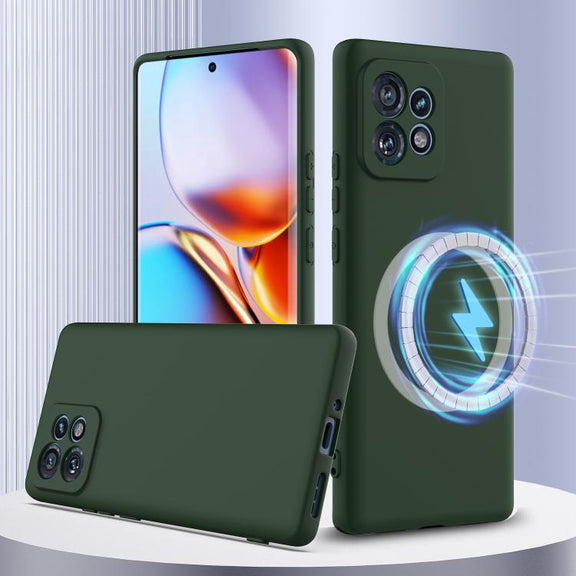 For Motorola Edge 40 Pro 5G Shockproof Silicone Magsafe Phone Case(Dark Green)