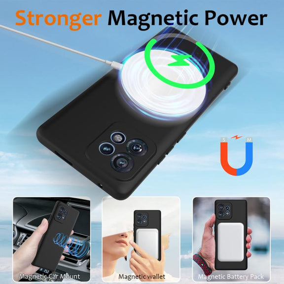 For Motorola Edge+ 2023 Shockproof Silicone Magsafe Phone Case(Black)