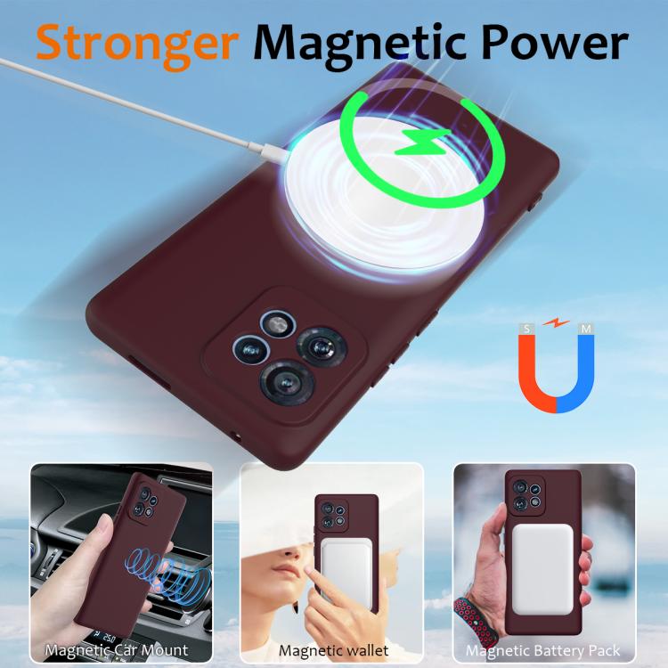 For Motorola Edge+ 2023 Shockproof Silicone Magsafe Phone Case(Plum Color)