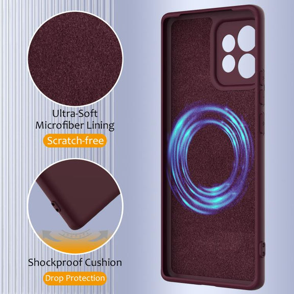 For Motorola Edge+ 2023 Shockproof Silicone Magsafe Phone Case(Plum Color)