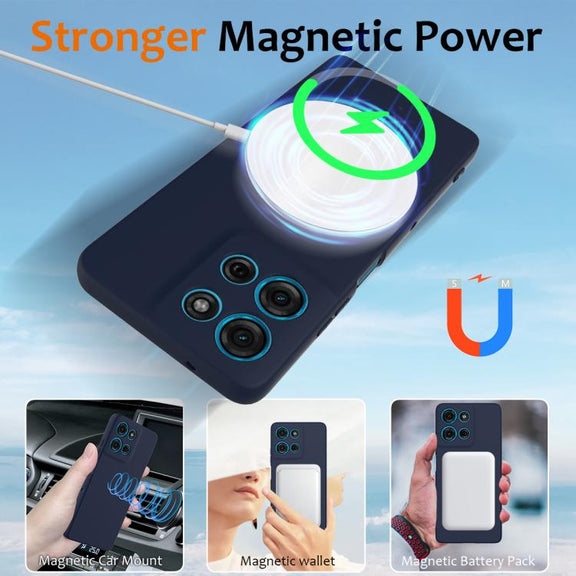 For Motorola Moto G75 5G Shockproof Silicone Magsafe Phone Case(Navy Blue)