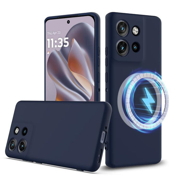 For Motorola Edge 50 Neo / Moto S50 Shockproof Silicone Magsafe Phone Case(Navy Blue)