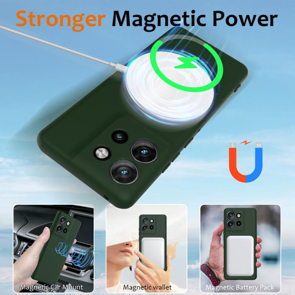 For Motorola Edge 50 Neo / Moto S50 Shockproof Silicone Magsafe Phone Case(Dark Green)