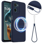 For Motorola Moto G05 / E15 Shockproof Silicone Magsafe Phone Case(Navy Blue)