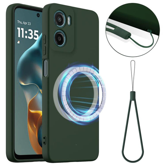 For Motorola Moto G05 / E15 Shockproof Silicone Magsafe Phone Case(Dark Green)