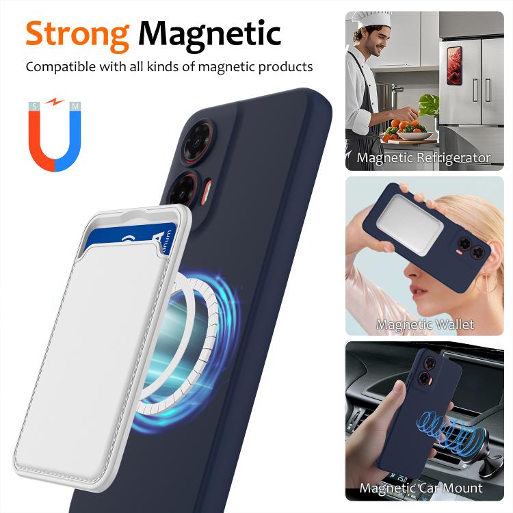 For Motorola Moto G35 5G Shockproof Silicone Magsafe Phone Case(Navy Blue)