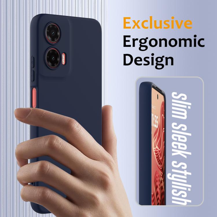 For Motorola Moto G35 5G Shockproof Silicone Magsafe Phone Case(Navy Blue)