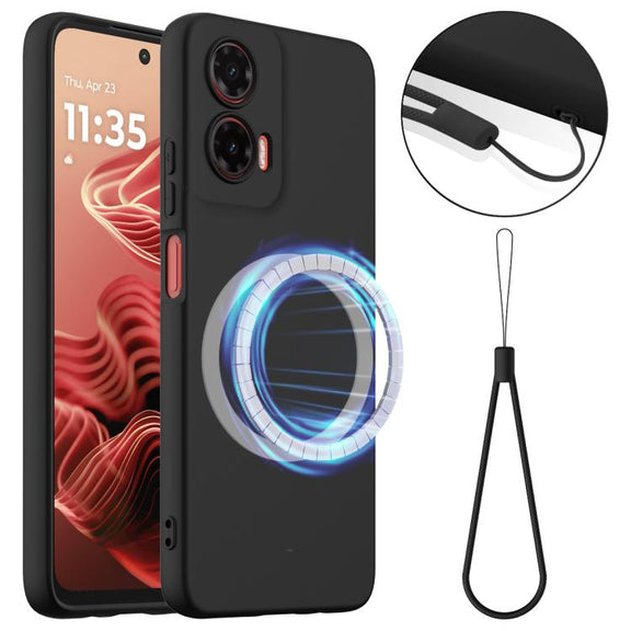 For Motorola Moto G35 5G Shockproof Silicone Magsafe Phone Case(Black)