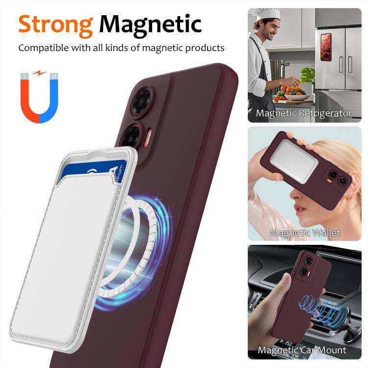For Motorola Moto G35 5G Shockproof Silicone Magsafe Phone Case(Plum Color)