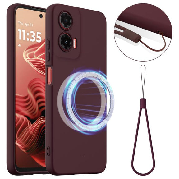 For Motorola Moto G35 5G Shockproof Silicone Magsafe Phone Case(Plum Color)