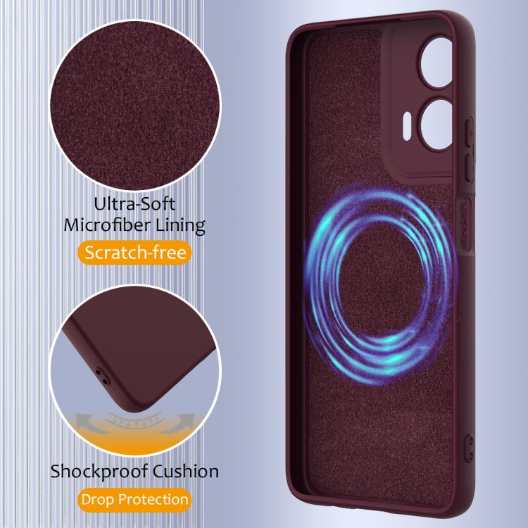 For Motorola Moto G35 5G Shockproof Silicone Magsafe Phone Case(Plum Color)