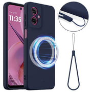 For Motorola Moto G55 5G Shockproof Silicone Magsafe Phone Case(Navy Blue)