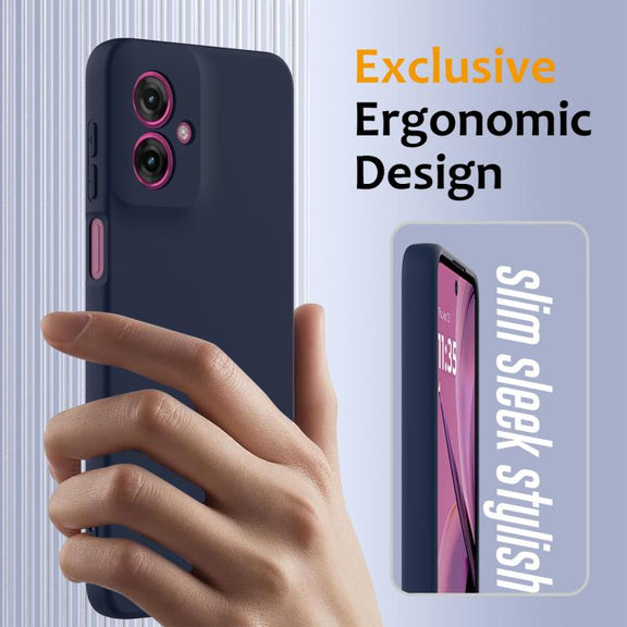 For Motorola Moto G55 5G Shockproof Silicone Magsafe Phone Case(Navy Blue)