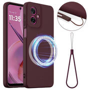 For Motorola Moto G55 5G Shockproof Silicone Magsafe Phone Case(Plum Color)