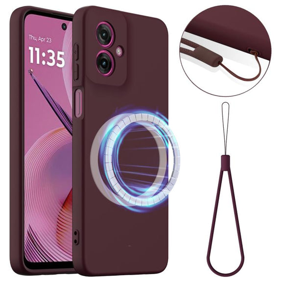 For Motorola Moto G55 5G Shockproof Silicone Magsafe Phone Case(Plum Color)