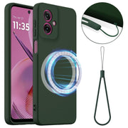 For Motorola Moto G55 5G Shockproof Silicone Magsafe Phone Case(Dark Green)