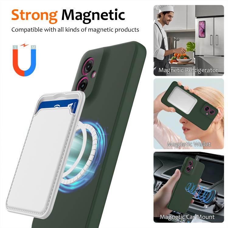 For Motorola Moto G55 5G Shockproof Silicone Magsafe Phone Case(Dark Green)