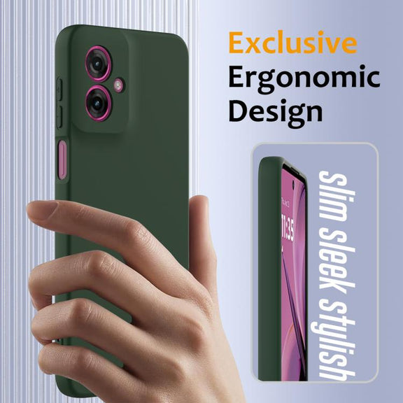 For Motorola Moto G55 5G Shockproof Silicone Magsafe Phone Case(Dark Green)