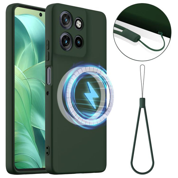 For Motorola Moto G Power 2025 Shockproof Silicone Magsafe Phone Case(Dark Green)