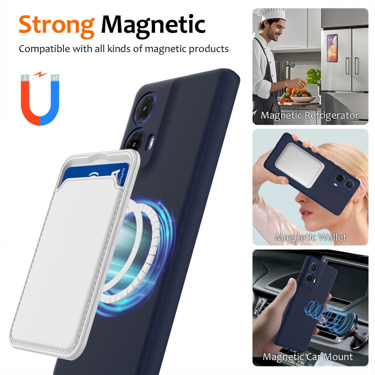 For Motorola Moto G24 4G Shockproof Silicone Magsafe Phone Case(Navy Blue)