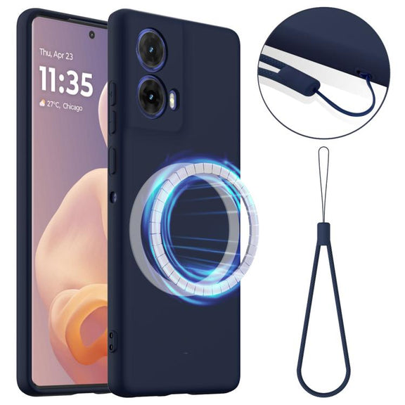 For Motorola Moto G24 Power Shockproof Silicone Magsafe Phone Case(Navy Blue)