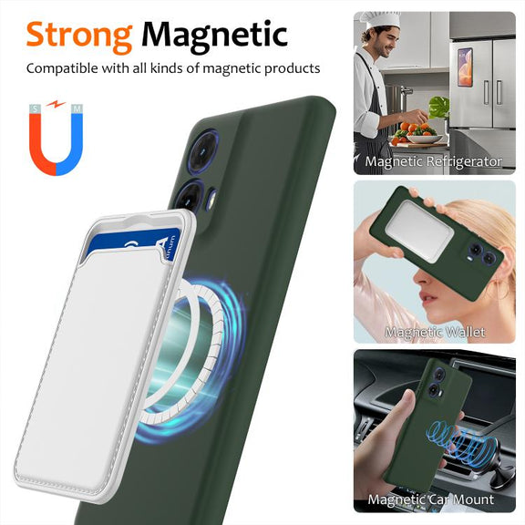 For Motorola Moto G24 Power Shockproof Silicone Magsafe Phone Case(Dark Green)