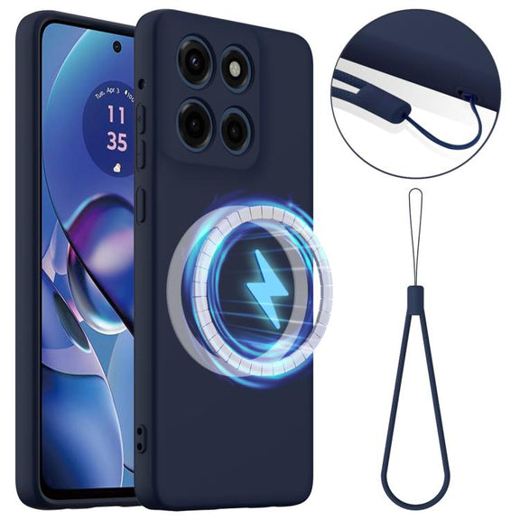 For Motorola Moto G Stylus 5G 2025 Shockproof Silicone Magsafe Phone Case(Navy Blue)