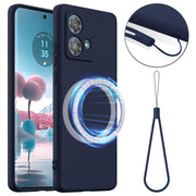 For Motorola Edge 40 Neo Shockproof Silicone Magsafe Phone Case(Navy Blue)