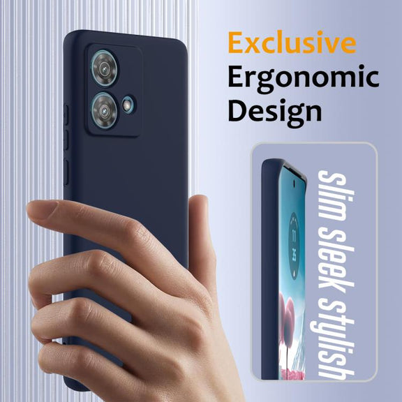 For Motorola Edge 40 Neo Shockproof Silicone Magsafe Phone Case(Navy Blue)
