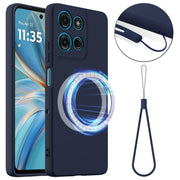 For Motorola Moto G 2025 5G Shockproof Silicone Magsafe Phone Case(Navy Blue)