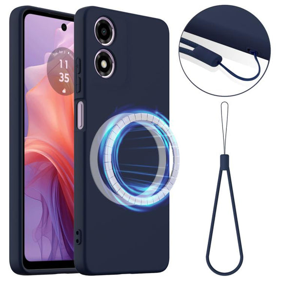 For Motorola Moto G04 / G04s / E14 4G Shockproof Silicone Magsafe Phone Case(Navy Blue)