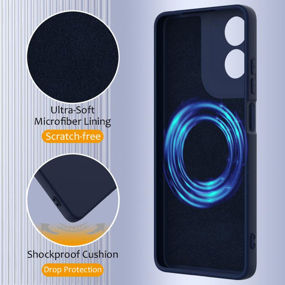 For Motorola Moto G04 / G04s / E14 4G Shockproof Silicone Magsafe Phone Case(Navy Blue)