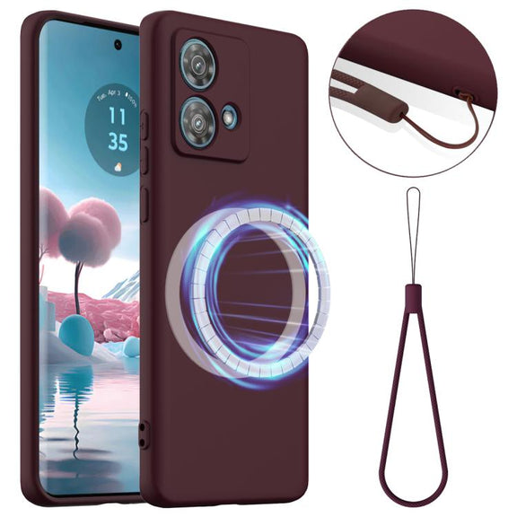 For Motorola Moto G84 Shockproof Silicone Magsafe Phone Case(Plum Color)