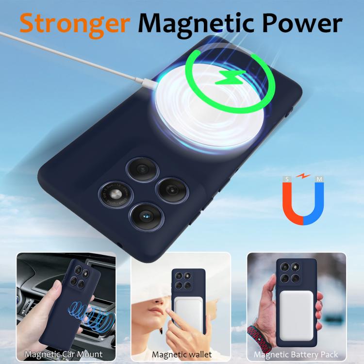 For Motorola Edge 60 Pro Shockproof Silicone Magsafe Phone Case(Navy Blue)