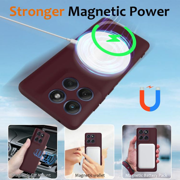 For Motorola Edge 60 Pro Shockproof Silicone Magsafe Phone Case(Plum Color)