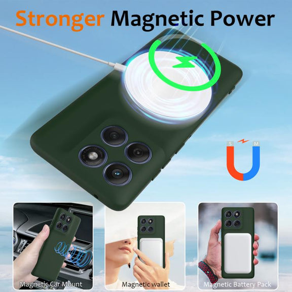 For Motorola Edge 60 Pro Shockproof Silicone Magsafe Phone Case(Dark Green)