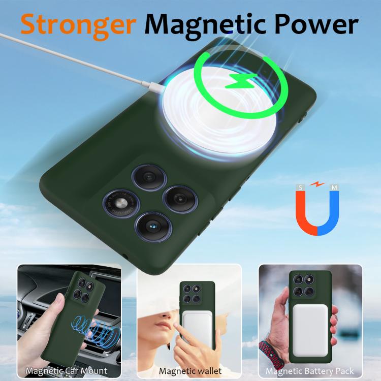 For Motorola Edge 60 Pro Shockproof Silicone Magsafe Phone Case(Dark Green)