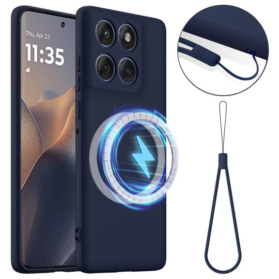 For Motorola Edge 2025 5G Shockproof Silicone Magsafe Phone Case(Navy Blue)