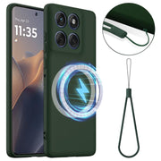 For Motorola Edge 2025 5G Shockproof Silicone Magsafe Phone Case(Dark Green)