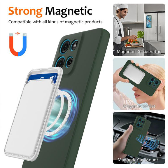 For Motorola Moto G56 5G Shockproof Silicone Magsafe Phone Case(Dark Green)