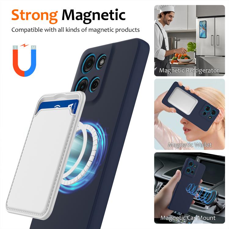 For Motorola Moto G86 5G Shockproof Silicone Magsafe Phone Case(Navy Blue)