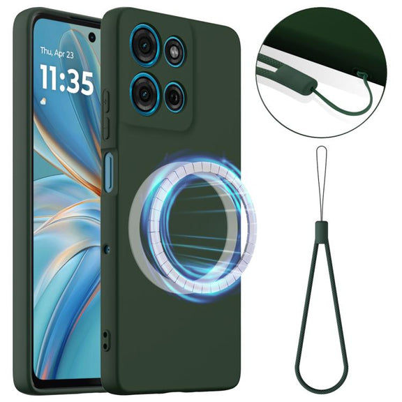 For Motorola Moto G86 5G Shockproof Silicone Magsafe Phone Case(Dark Green)